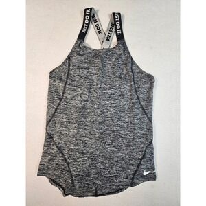 Nike Dri-FIT Just Do It Elastic Strap Tank Top Space Dye Gray AH3955-010 Women L